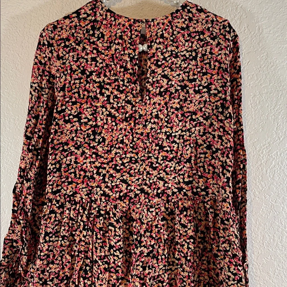 H&M Ditsy Floral Crepe Long Midi Peasant Dress Size XS - Picture 6 of 9